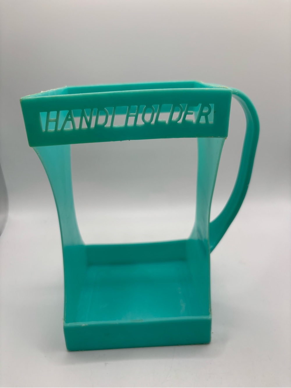 Vintage Handi Holder Half Gallon Milk Carton MCM Aqua Blue Handle Plastic
